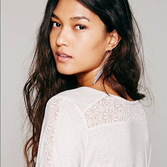 Boho Style Free People Gigi Lace Tee - Picture 3 of 8